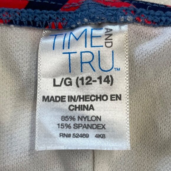 Time Tru L One Piece Swim Suit Red White Blue Patriotic Sailor Cutout Peep Vneck - Picture 9 of 12